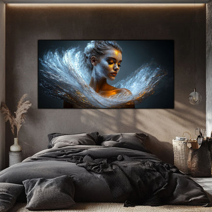 Tablou pe Sticlă Securizată „Originea Stelelor – Întruparea de Argint” – Artă Cosmică din Colecția Celestial Embrace