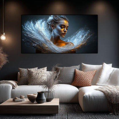 Tablou pe Sticlă Securizată „Originea Stelelor – Întruparea de Argint” – Artă Cosmică din Colecția Celestial Embrace