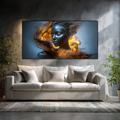 Tablou pe Sticlă Securizată „Scânteia Primordială – Giulgiul de Magmă” – Artă Alchimică din Colecția Celestial Embrace
