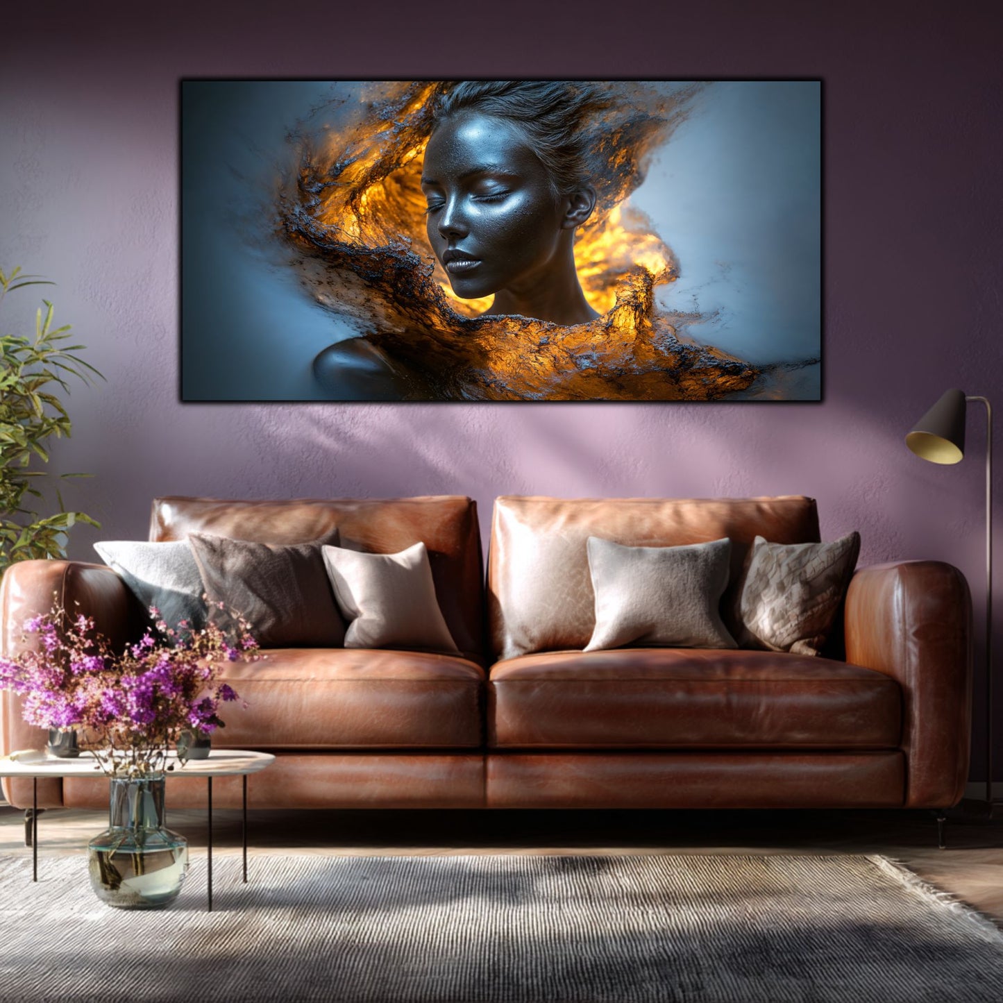 Tablou pe Sticlă Securizată „Scânteia Primordială – Giulgiul de Magmă” – Artă Alchimică din Colecția Celestial Embrace