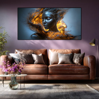 Tablou pe Sticlă Securizată „Scânteia Primordială – Giulgiul de Magmă” – Artă Alchimică din Colecția Celestial Embrace