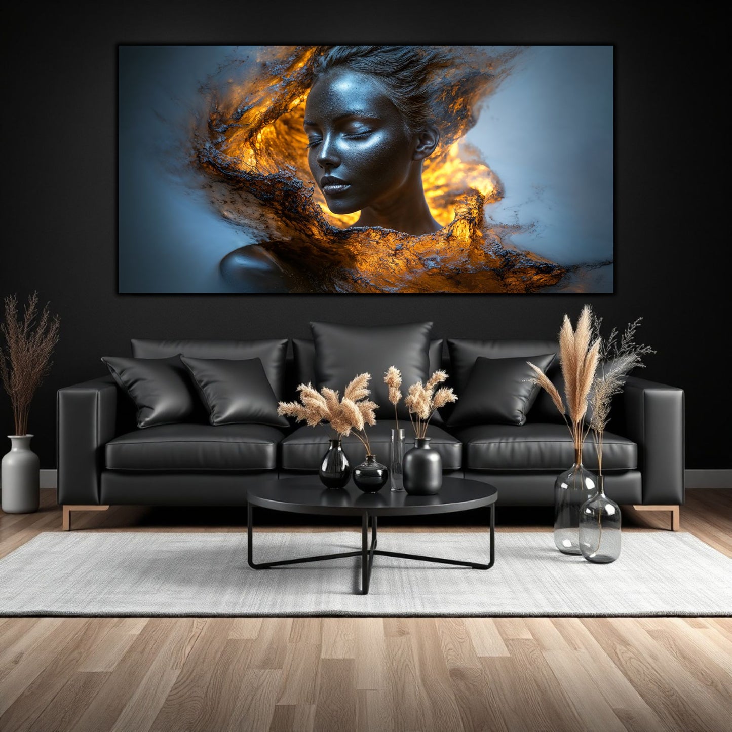 Tablou pe Sticlă Securizată „Scânteia Primordială – Giulgiul de Magmă” – Artă Alchimică din Colecția Celestial Embrace