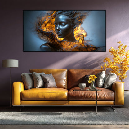 Tablou pe Sticlă Securizată „Scânteia Primordială – Giulgiul de Magmă” – Artă Alchimică din Colecția Celestial Embrace