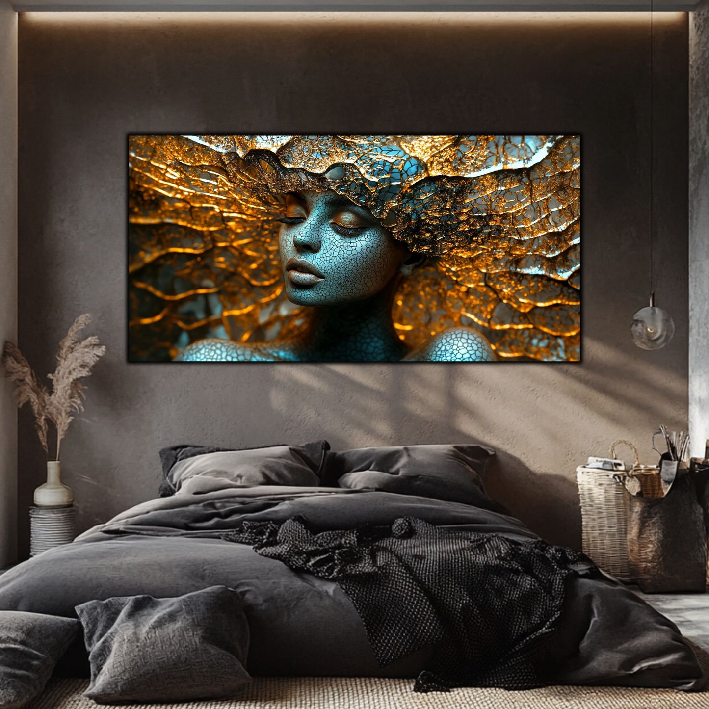 Tablou pe Sticlă Securizată „Suflul Genezei” – Rețeaua Conștiinței Pure, Ediție Unicat din Colecția Celestial Embrace