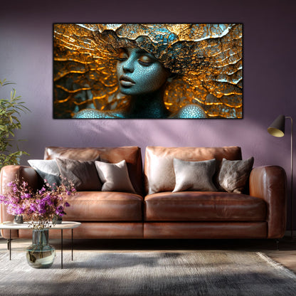 Tablou pe Sticlă Securizată „Suflul Genezei” – Rețeaua Conștiinței Pure, Ediție Unicat din Colecția Celestial Embrace