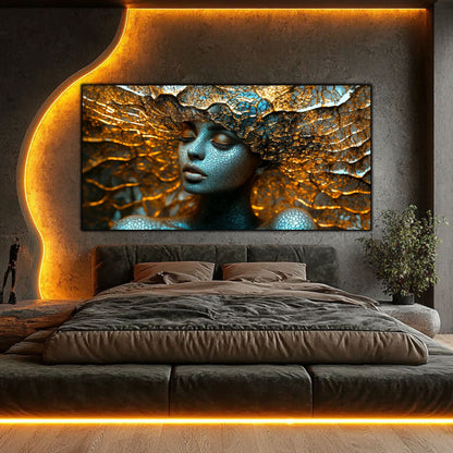 Tablou pe Sticlă Securizată „Suflul Genezei” – Rețeaua Conștiinței Pure, Ediție Unicat din Colecția Celestial Embrace