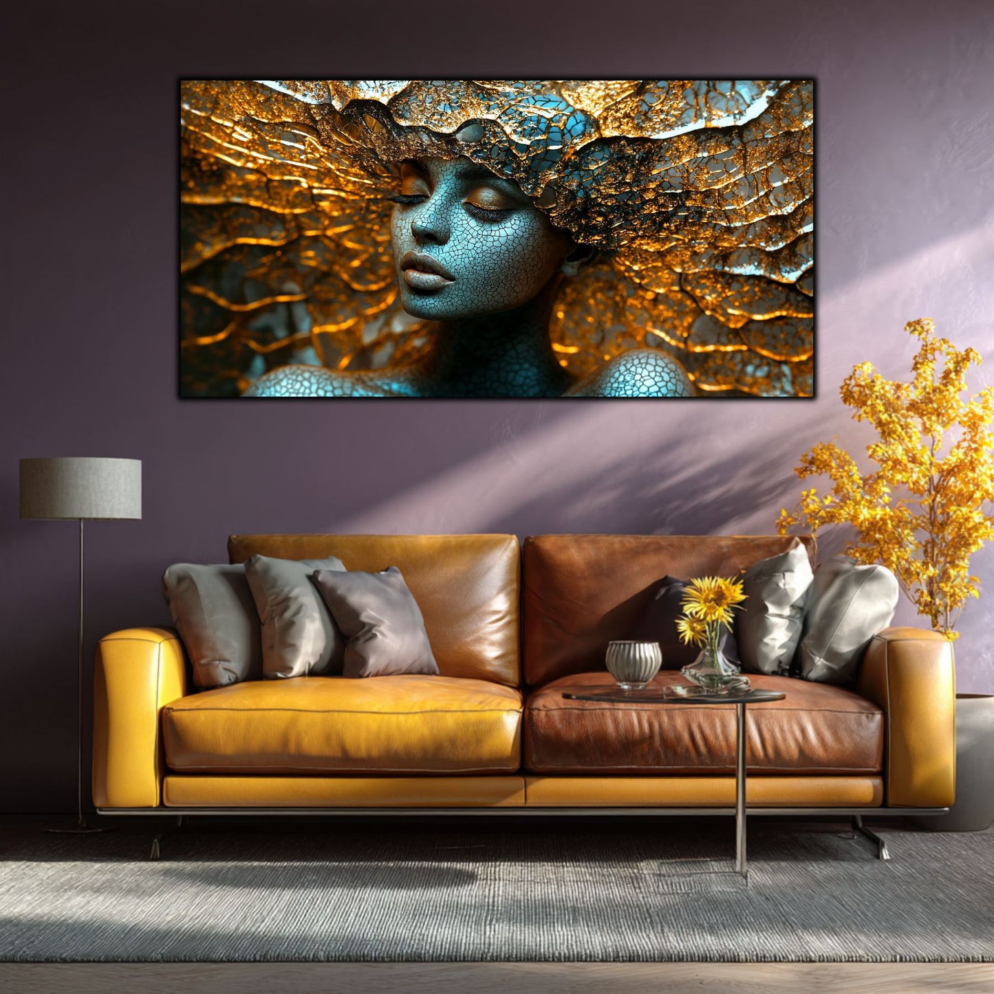 Tablou pe Sticlă Securizată „Suflul Genezei” – Rețeaua Conștiinței Pure, Ediție Unicat din Colecția Celestial Embrace