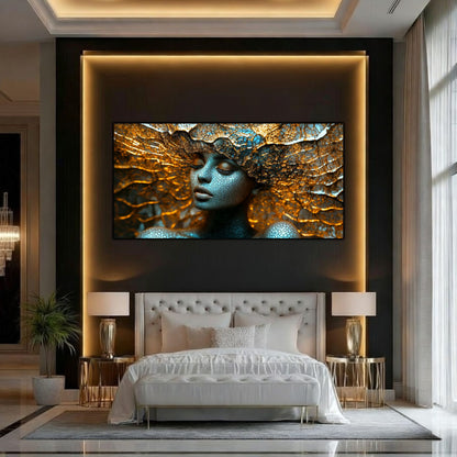 Tablou pe Sticlă Securizată „Suflul Genezei” – Rețeaua Conștiinței Pure, Ediție Unicat din Colecția Celestial Embrace