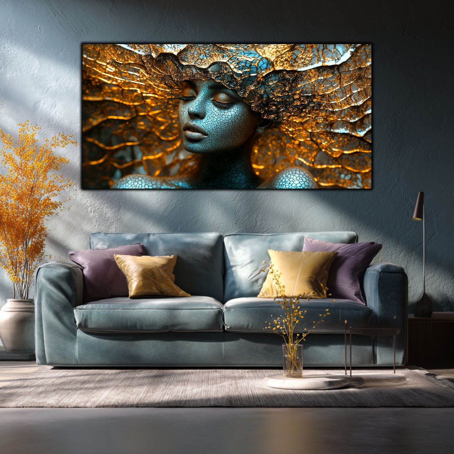 Tablou pe Sticlă Securizată „Suflul Genezei” – Rețeaua Conștiinței Pure, Ediție Unicat din Colecția Celestial Embrace