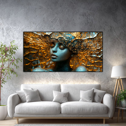 Tablou pe Sticlă Securizată „Suflul Genezei” – Rețeaua Conștiinței Pure, Ediție Unicat din Colecția Celestial Embrace