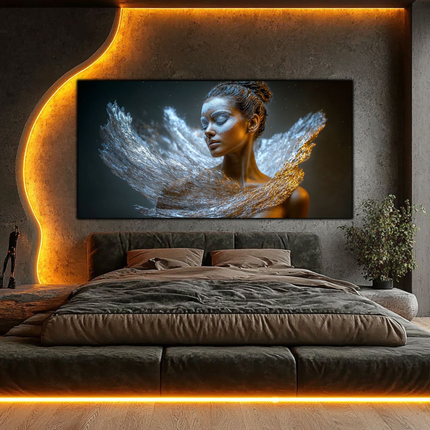 Tablou zen pe sticlă securizată Eternitatea Meditativă, decorațiune de perete cu tematică abstractă și cosmică pentru un design interior relaxant.