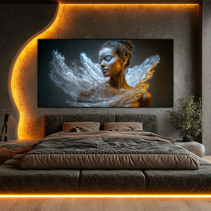 Tablou zen pe sticlă securizată Eternitatea Meditativă, decorațiune de perete cu tematică abstractă și cosmică pentru un design interior relaxant.