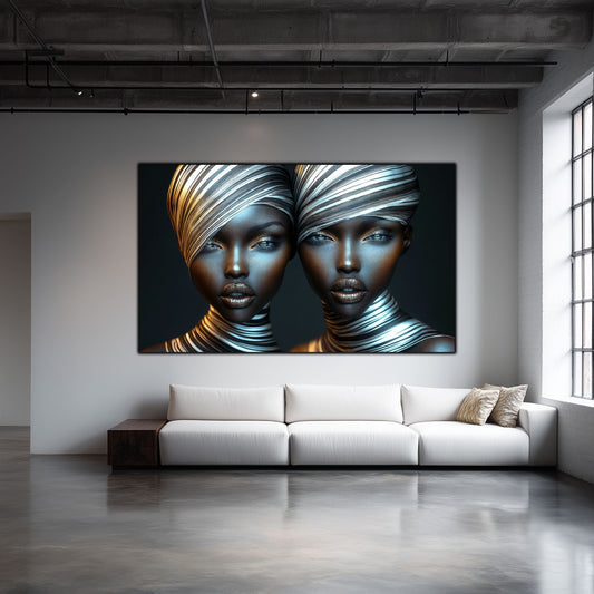 Tablou Modern pt Decorul Livingului - Print UV pe Sticla - „Gemini Souls” - No10