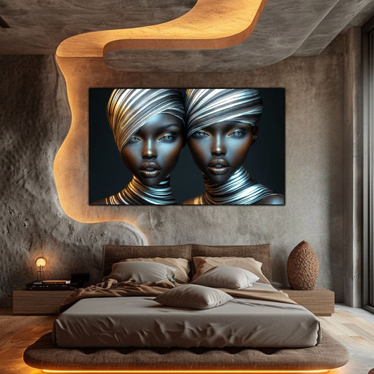 Tablou Modern pt Decorul Livingului - Print UV pe Sticla - „Gemini Souls” - No10