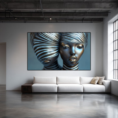 Tablou Modern pt Decorul Livingului - Print UV pe Sticla - „Gemini Souls” - No09