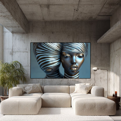 Tablou Modern pt Decorul Livingului - Print UV pe Sticla - „Gemini Souls” - No09