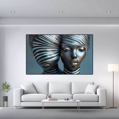 Tablou Modern pt Decorul Livingului - Print UV pe Sticla - „Gemini Souls” - No09