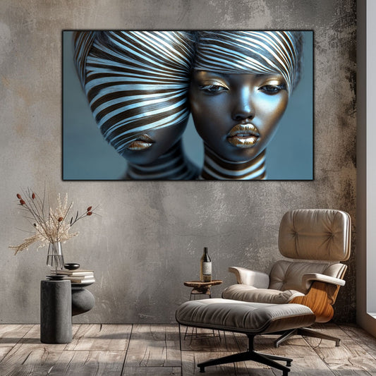 Tablou Modern pt Decorul Livingului - Print UV pe Sticla - „Gemini Souls” - No09