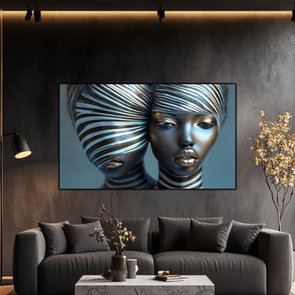 Tablou Modern pt Decorul Livingului - Print UV pe Sticla - „Gemini Souls” - No09