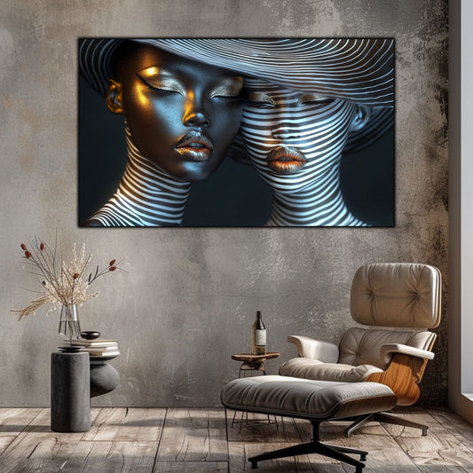 Tablou Modern pt Decorul Livingului - Print UV pe Sticla - „Gemini Souls” - No08