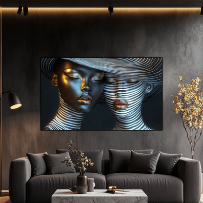 Tablou Modern pt Decorul Livingului - Print UV pe Sticla - „Gemini Souls” - No08