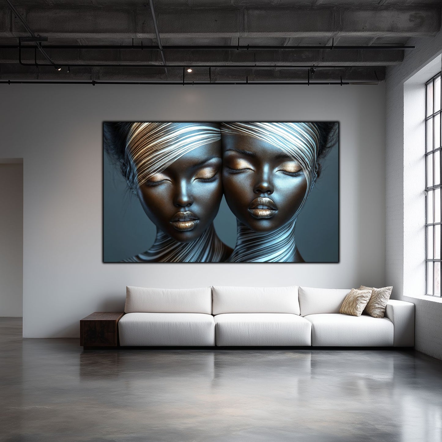 Tablou Modern pt Decorul Livingului - Print UV pe Sticla - „Gemini Souls” - No12