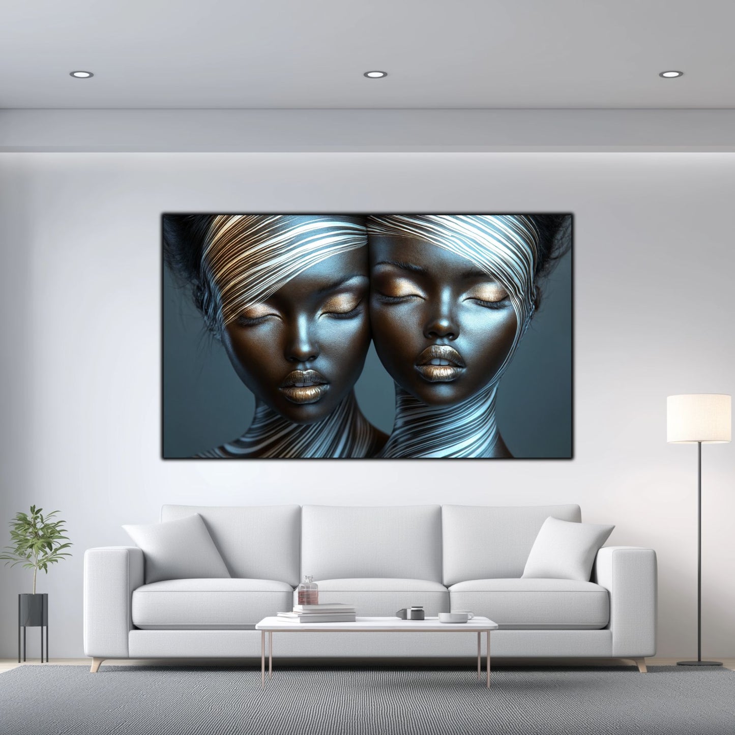 Tablou Modern pt Decorul Livingului - Print UV pe Sticla - „Gemini Souls” - No12