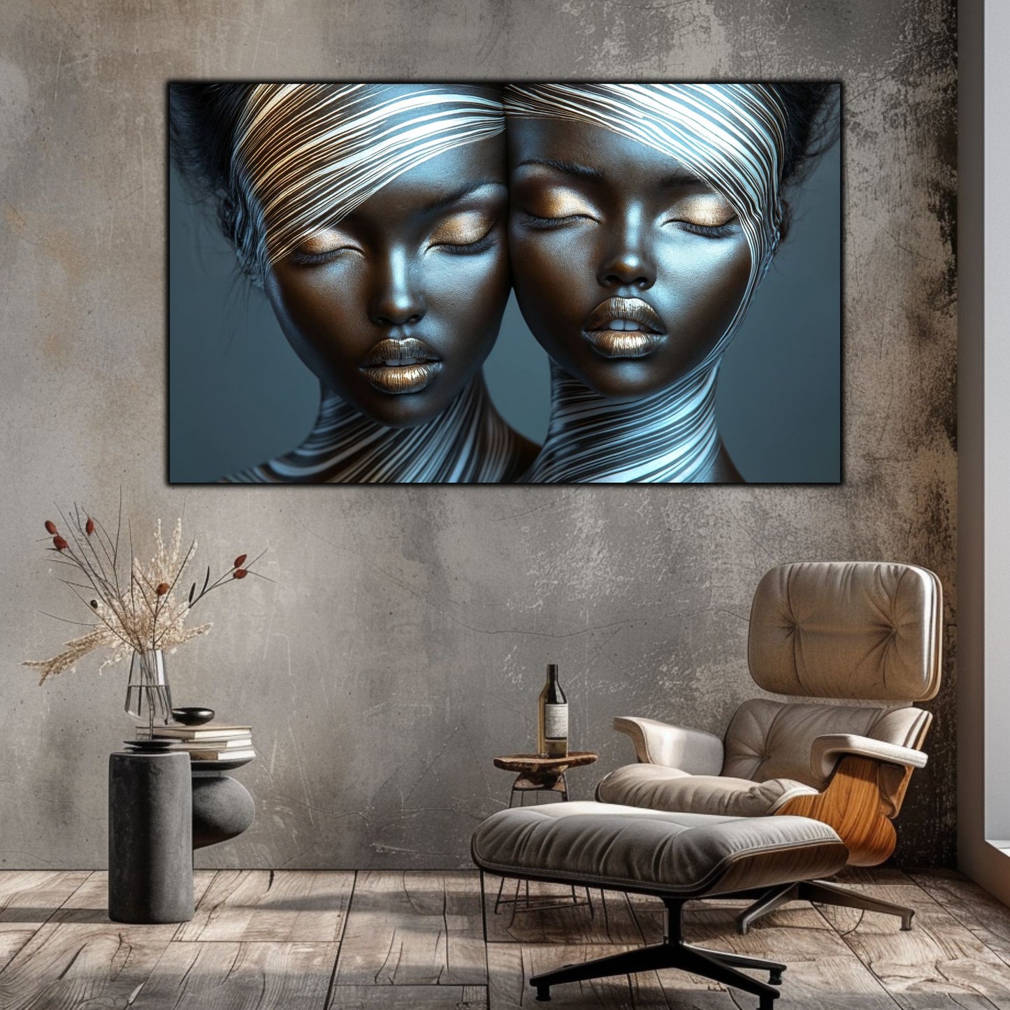Tablou Modern pt Decorul Livingului - Print UV pe Sticla - „Gemini Souls” - No12