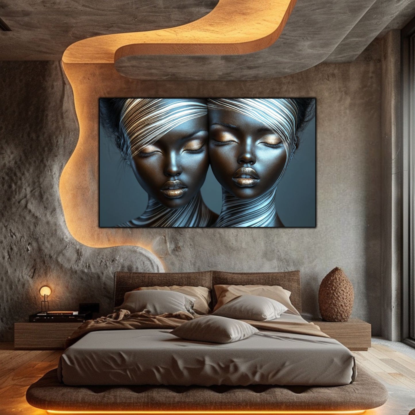 Tablou Modern pt Decorul Livingului - Print UV pe Sticla - „Gemini Souls” - No12