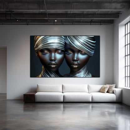 Tablou Modern pt Decorul Livingului - Print UV pe Sticla - „Gemini Souls” - No11