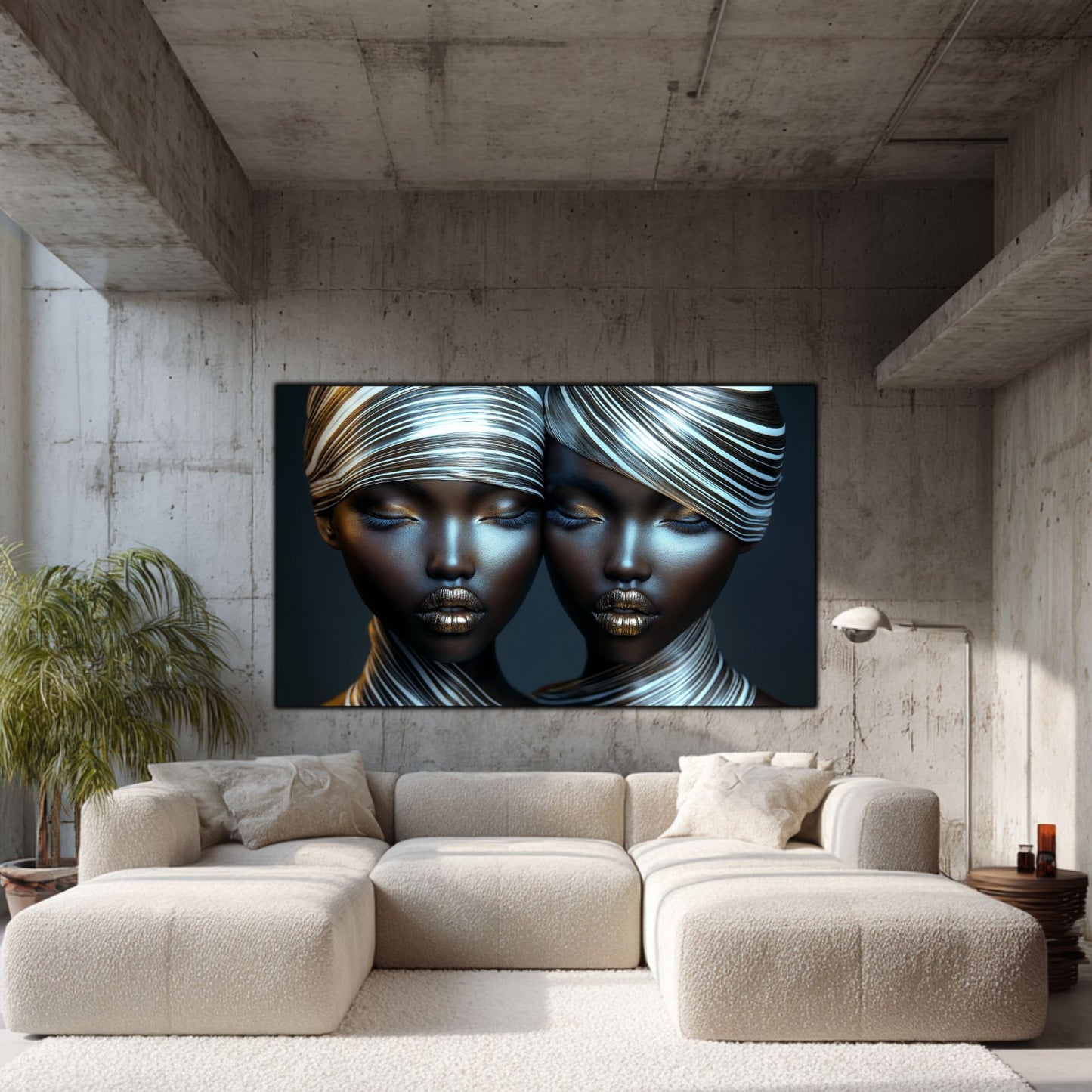 Tablou Modern pt Decorul Livingului - Print UV pe Sticla - „Gemini Souls” - No11