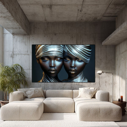 Tablou Modern pt Decorul Livingului - Print UV pe Sticla - „Gemini Souls” - No11