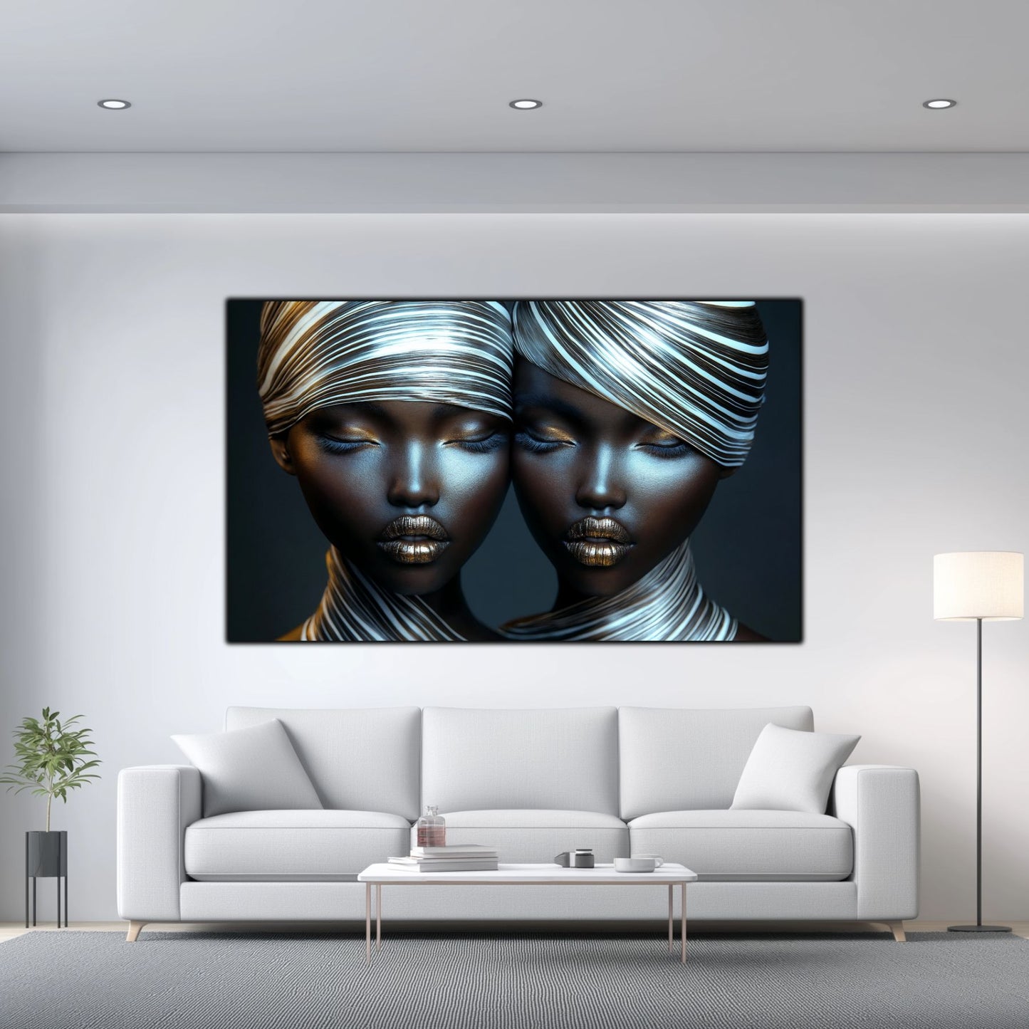 Tablou Modern pt Decorul Livingului - Print UV pe Sticla - „Gemini Souls” - No11