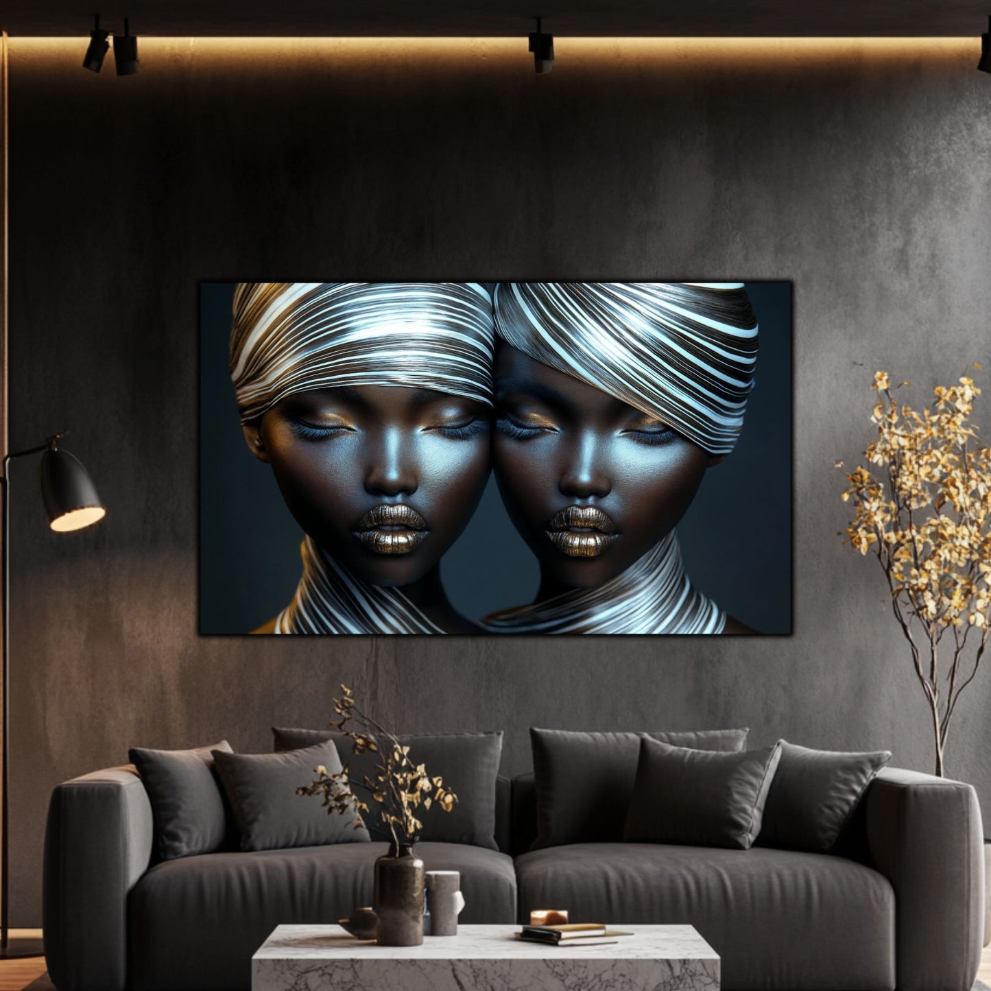 Tablou Modern pt Decorul Livingului - Print UV pe Sticla - „Gemini Souls” - No11