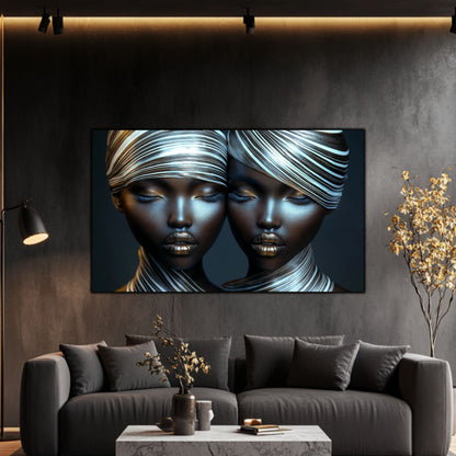 Tablou Modern pt Decorul Livingului - Print UV pe Sticla - „Gemini Souls” - No11