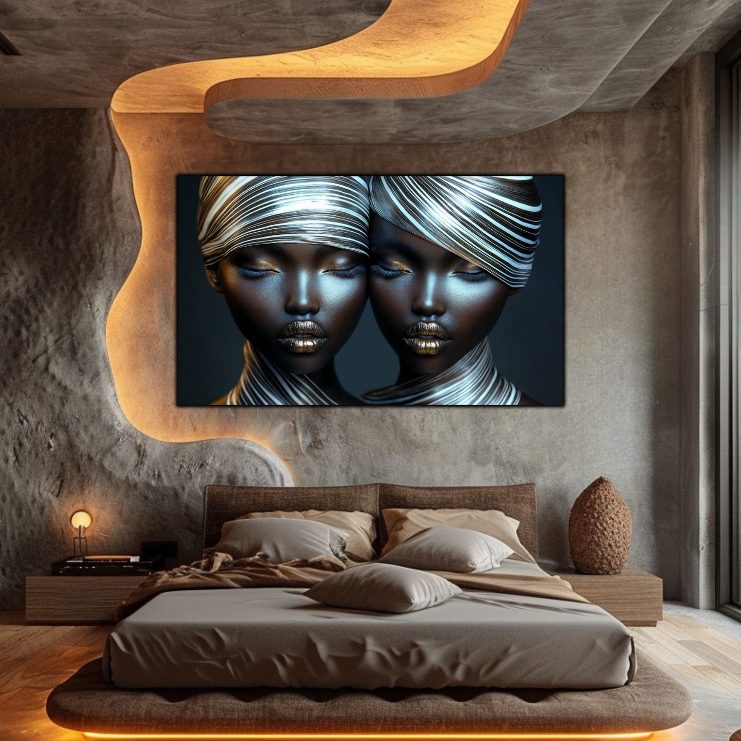 Tablou Modern pt Decorul Livingului - Print UV pe Sticla - „Gemini Souls” - No11