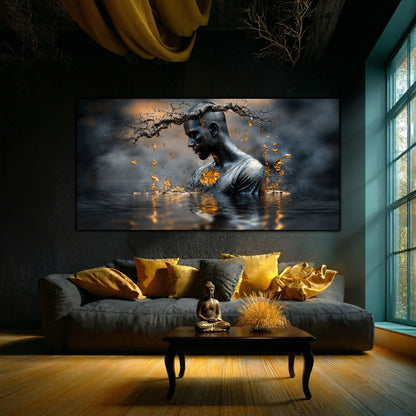 Tablou Sufragerie „Alchimia Tăcerii” – Artă Contemporană pe Sticlă