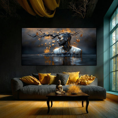 Tablou Sufragerie „Geneza Fragmentată” – Artă Suprarealistă pe Sticlă