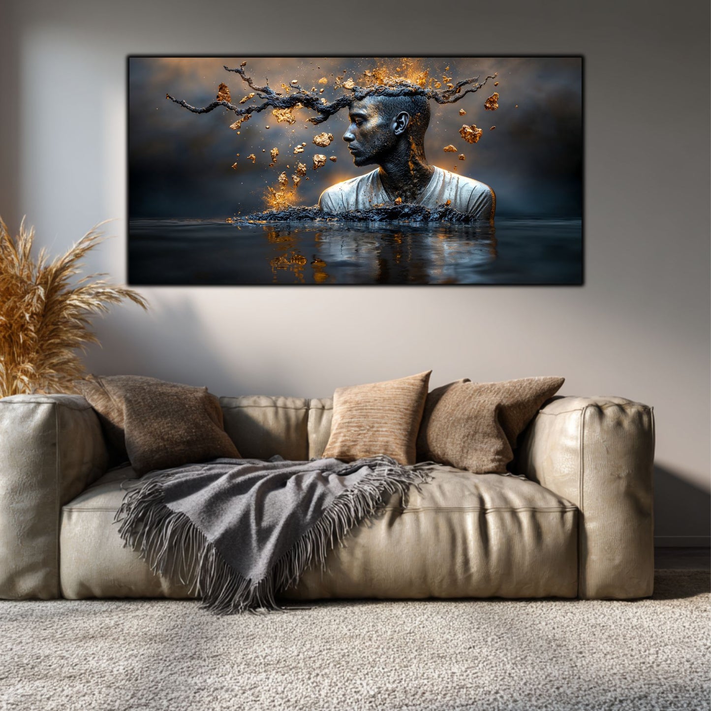 Tablou Sufragerie „Geneza Fragmentată” – Artă Suprarealistă pe Sticlă