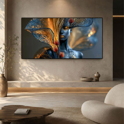 Tablou decorativ pe sticlă Inner Bloom integrat într-un spațiu minimalist și luminos.