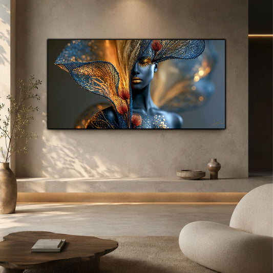 Tablou decorativ pe sticlă Inner Bloom integrat într-un spațiu minimalist și luminos.
