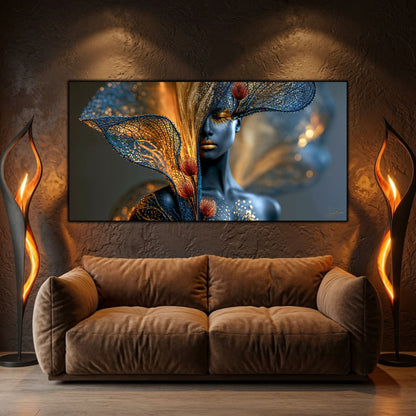 Inner Bloom creează un punct focal într-un living premium cu atmosferă intimă și accente calde.