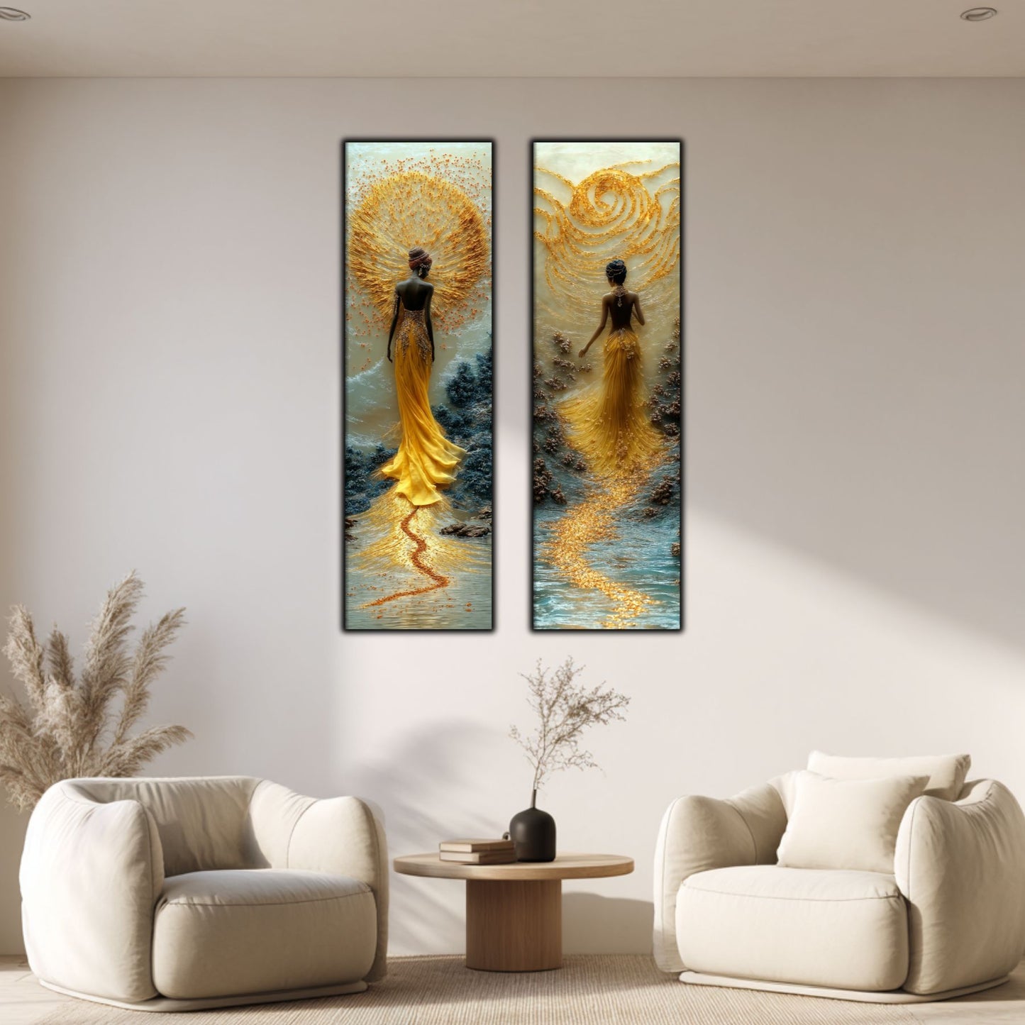 Set 2 Tablouri pt Decorul Modern al Livingului - Print UV pe Sticla - NO10