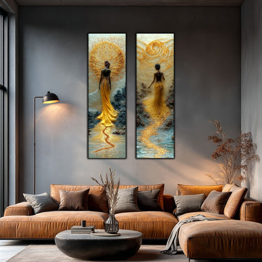 Set 2 Tablouri pt Decorul Modern al Livingului - Print UV pe Sticla - NO10