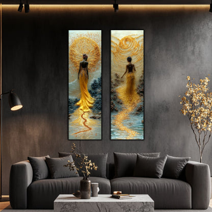 Set 2 Tablouri pt Decorul Modern al Livingului - Print UV pe Sticla - NO10