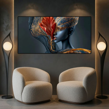 Tabloul Silent Bloom completează armonios un decor inspirat de estetica zen și designul interior contemporan.