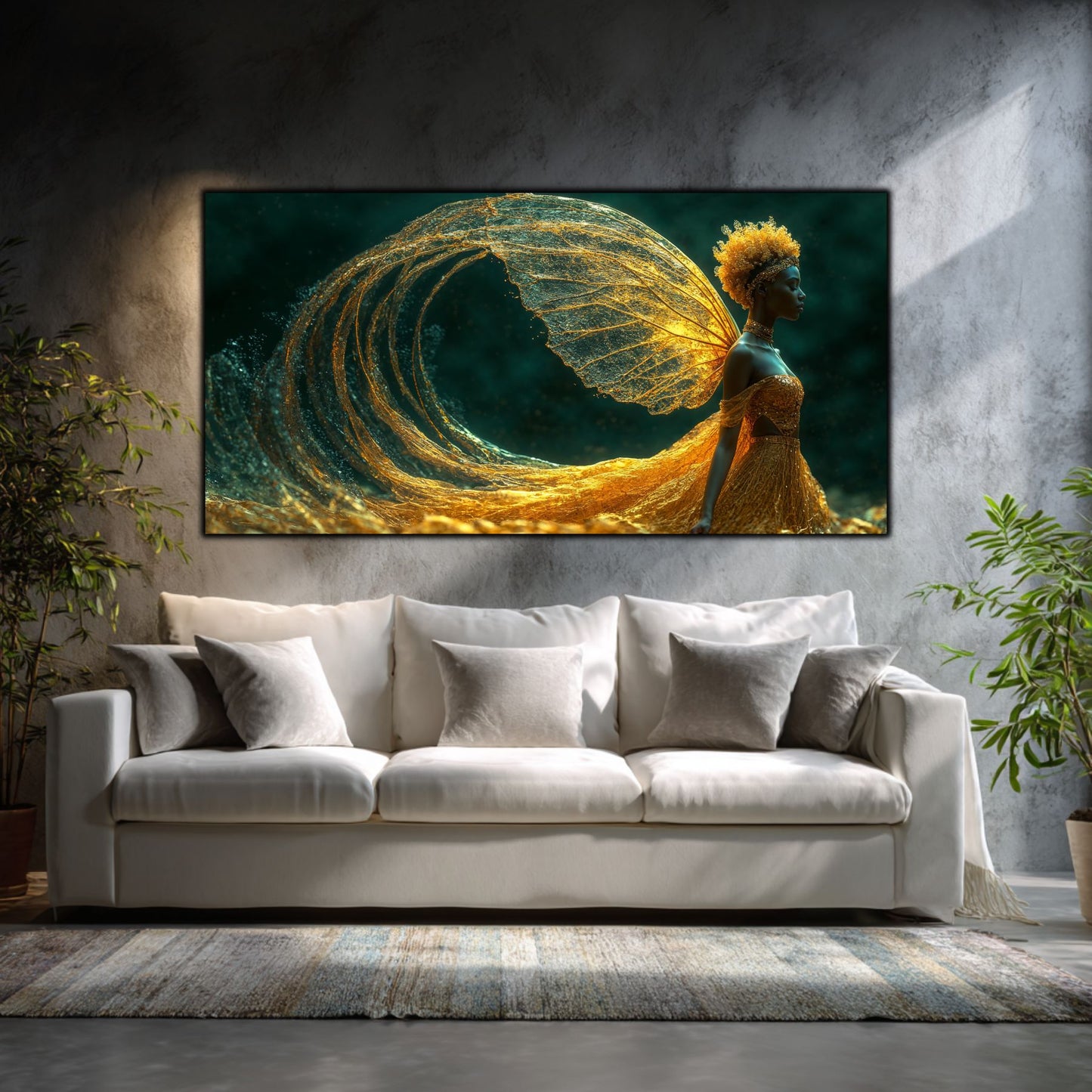 Tablou Abstract Modern „Aripa Eternului” – Artă Fluidă pe Sticlă