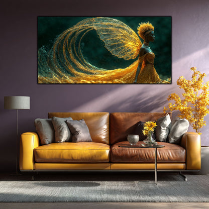 Tablou Abstract Modern „Aripa Eternului” – Artă Fluidă pe Sticlă