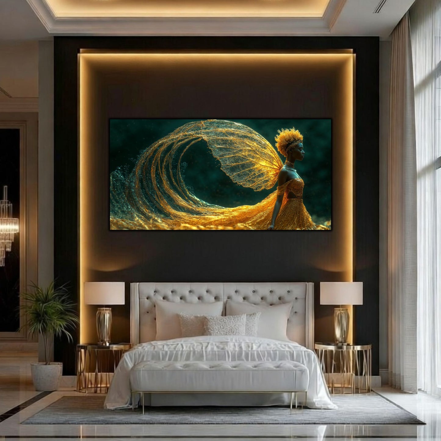 Tablou Abstract Modern „Aripa Eternului” – Artă Fluidă pe Sticlă