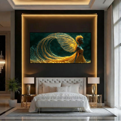 Tablou Abstract Modern „Aripa Eternului” – Artă Fluidă pe Sticlă